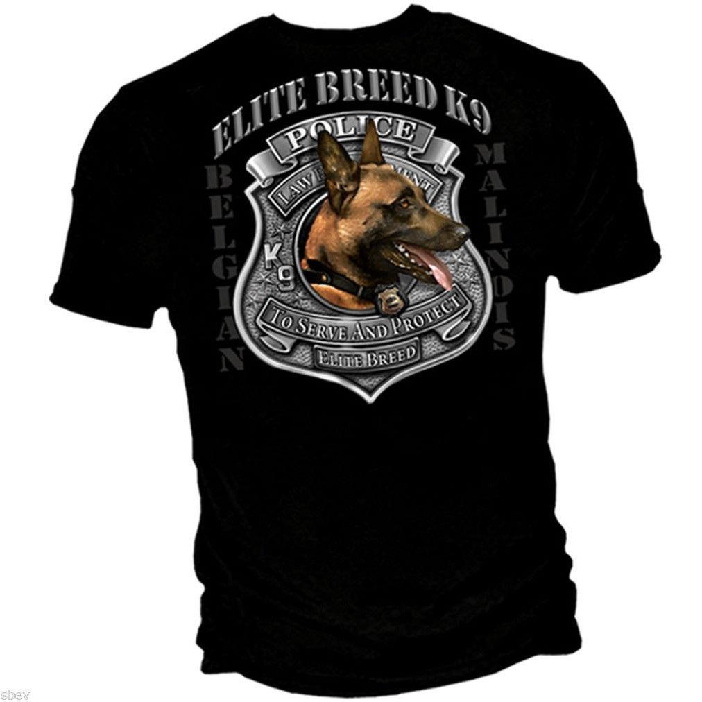 Belgium Police Malinois Dog K-9 Belgian Shepherd MMA Kick Boxing UFC Muay Thai T-Shirt Vintage Badge Retro 3D Print Men Women Short Sleeve Round Neck