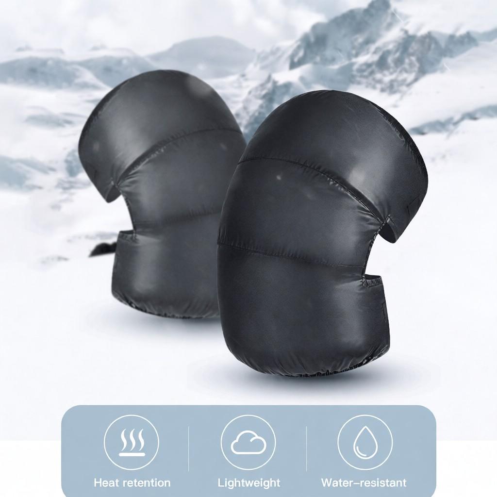 Winter Warm Down Filled Knee Pads for Men and Women Windproof Thermal Knee Braces Sleeves for Outdoor Cycling Running Skiing