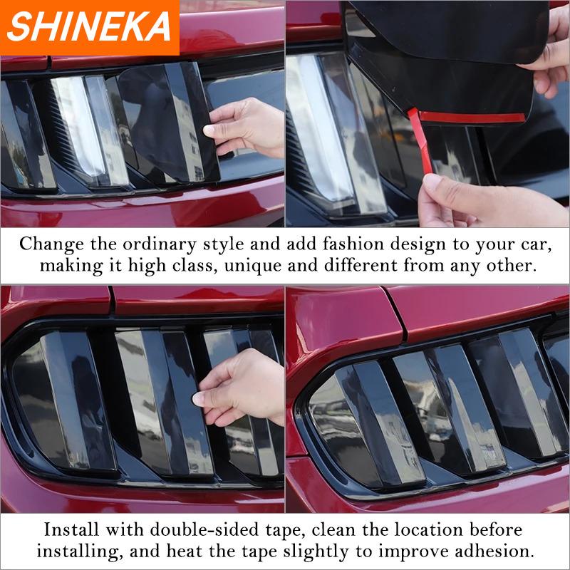 SHINEKA ABS Car Rear Tail Light Lamp Decoration Cover Trim Stickers For Ford Mustang 2015 2016 2017 Taillight Cover Accessories