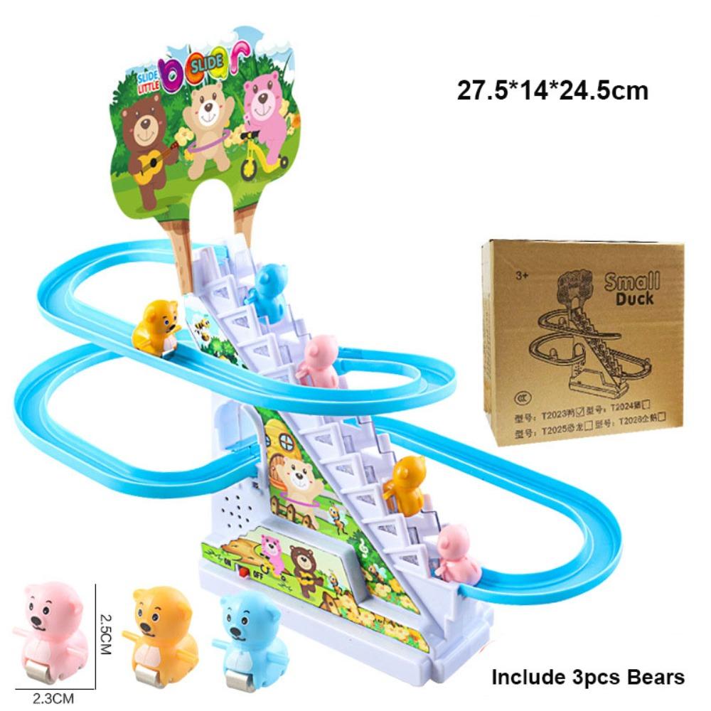 Electronic Penguin Duck Climbing Toy Light Musical Slide Track Coaster  Children Fun Toy
