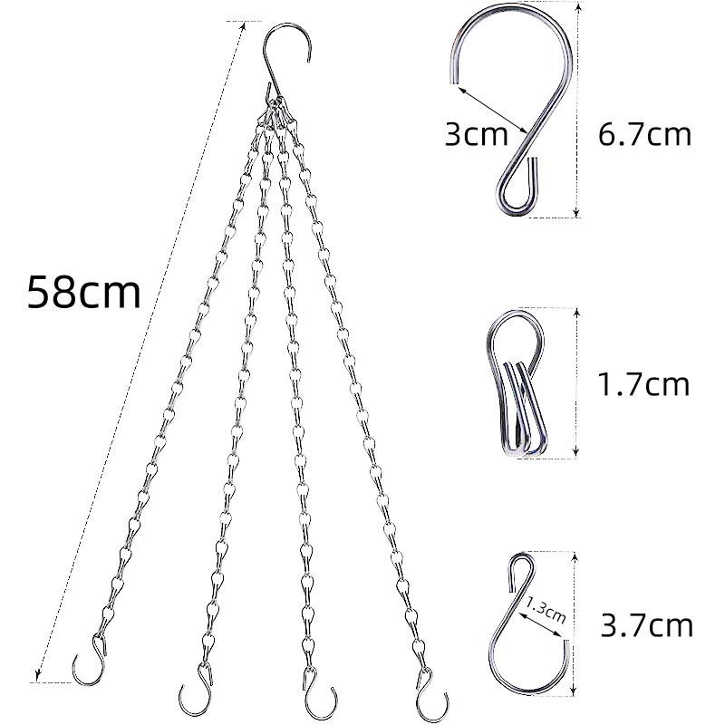1PC 58cm hot-selling black hanging chain chain, 23-inch hanging pot chain, hanging pot, hanging pot, flower pot hanging chain