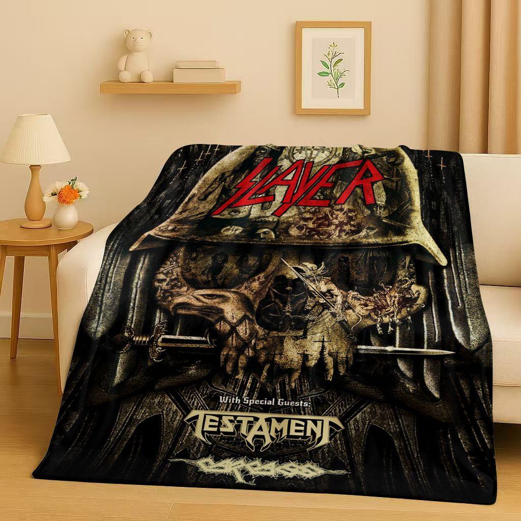 Новый фланелевый плед с изображением группы Slayer в стиле трэш-метал, ультрамягкий теплый плюшевый плед для дома, спальни, кровати, дивана, подарок