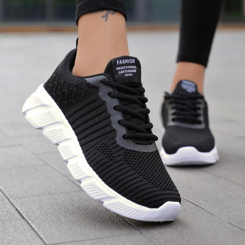 Кроссовки женские сетчатые сплошные нескользящие туфли на шнуровке кроссовки повседневная обувь женская вулканизированная студенческая обувь для женщин Zapatos Mujer