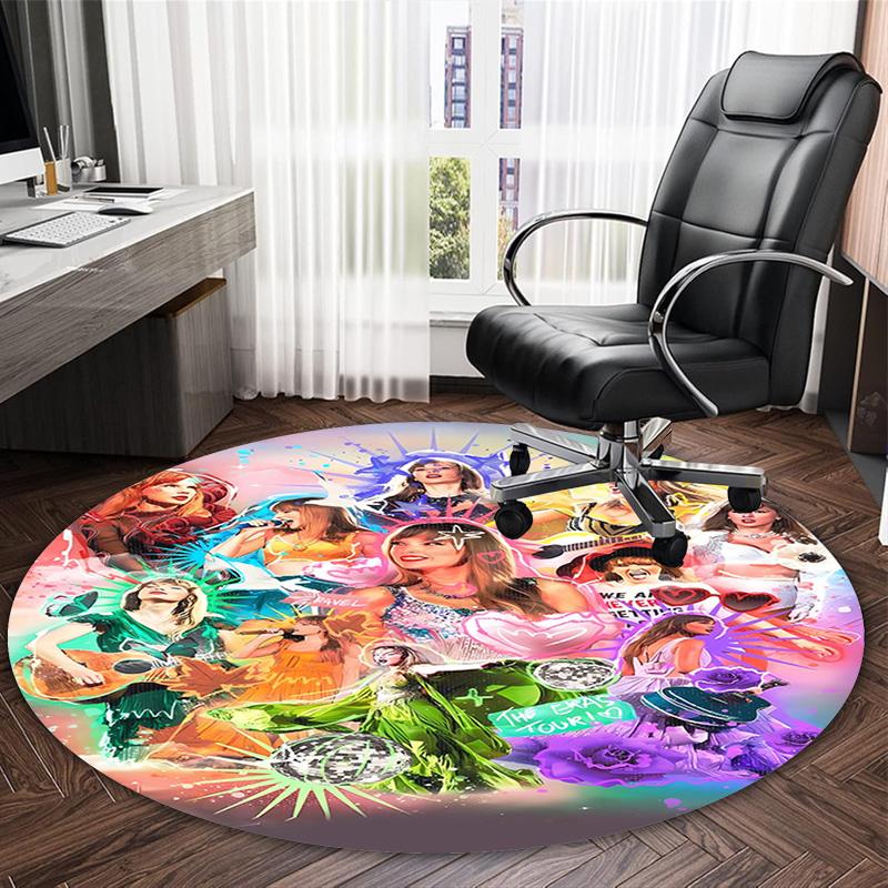 1pc Taylor Swift2 Print Round Carpet Chair Round Carpet Suitable for Bedroom Living Room Home Decorative Carpet