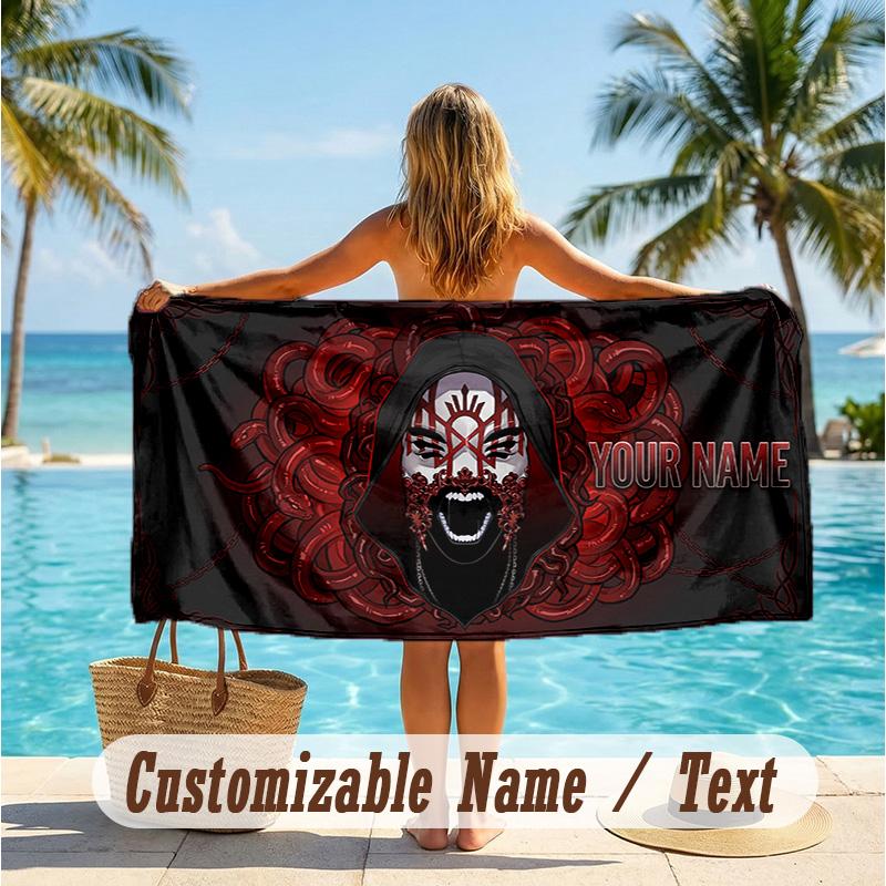 Custom Text Beach Towel, Soft Absorbent Swimming Multi-use TowelSleep Token