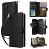 R20 For Samsung Galaxy S23+ Case Zipper Pocket Leather Phone Cover with 9 Card Slots