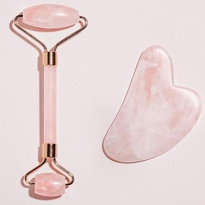 Набор beauty-массажеров: Розовый кварц, двойной ролик и сердце из смолы
