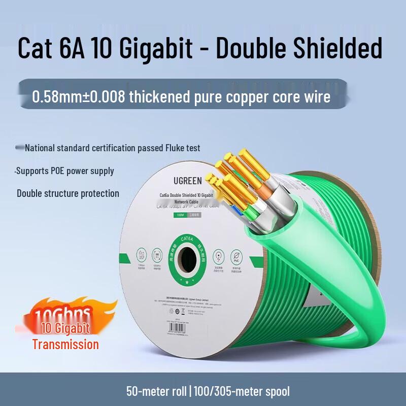 UGREEN 305m Cat6A Dual Shielded 10 Gigabit Ethernet Cable