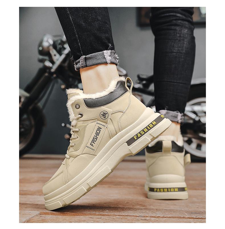 Мужские высокие зимние ботинки на шнуровке с бархатной подкладкой - Теплые уличные зимние спортивные ботинки Мартин