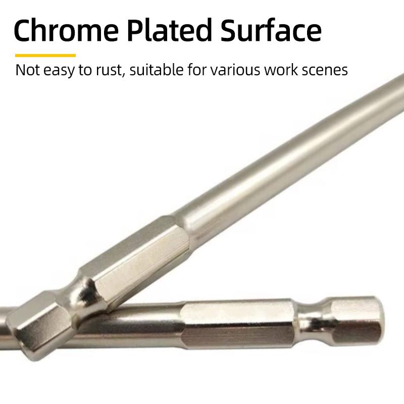 Magnetic Screwdriver Bits Set 100mm Slotted Phillips Torx Square Head Drill Bit 1/4" Hex Shank S2 Steel Screw Driver Hand Tools