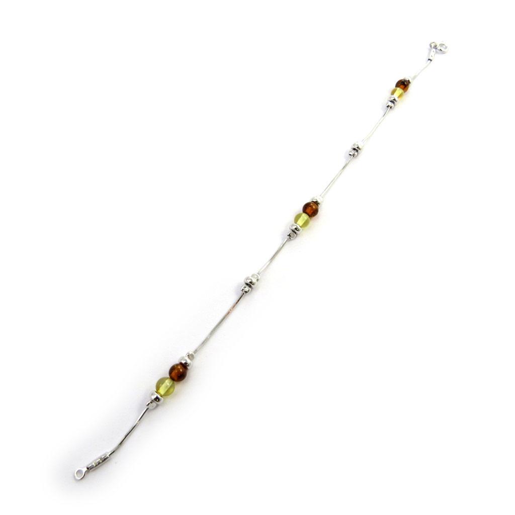 Les Trésors De Lily [N2502] - Серебряный браслет "Вдохновение" янтарь, коньяк и мед (родиевое покрытие) - 5 мм