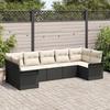 VidaXL 7-piece Garden Sofa Set with Cushions In Black Poly Rattan 3345507