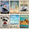 Vintage Summer Metal Wall Sign Beach Decor For Beach Bar Beach Tin Sign Plaque Metal Sign Beach House Seaside Decorative Plate