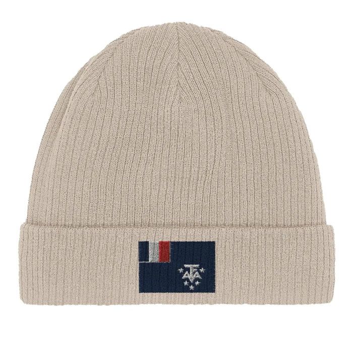Bonnet Drapeau Antarctique française en Beige