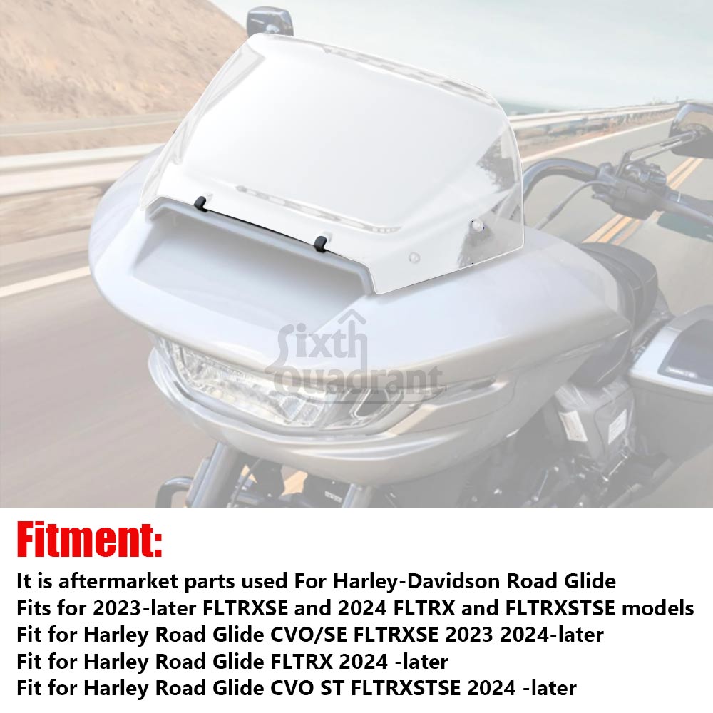 Для Harley Road Glide CVO/SE FLTRXSE CVO ST FLTRXSTSE Мотоцикла 12" Козырек Ветровое Стекло Ветрозащитный Дефлектор Дымчатый Спойлер