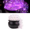 Bubbling Cauldron with Violet Light Black Witches Bubbling Cauldron for Storing Candy Desktop Decoration Ornament