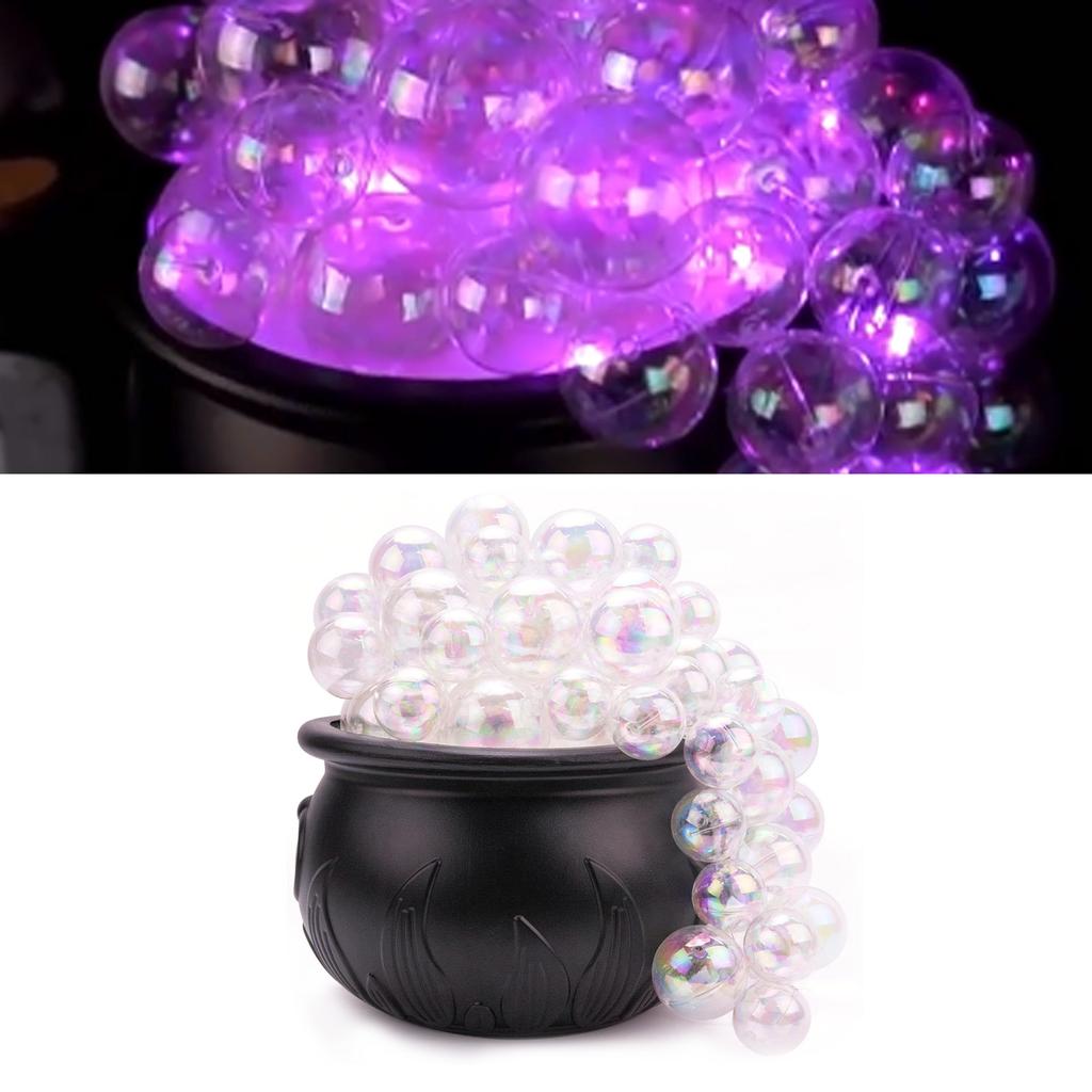 Bubbling Cauldron with Violet Light Black Witches Bubbling Cauldron for Storing Candy Desktop Decoration Ornament