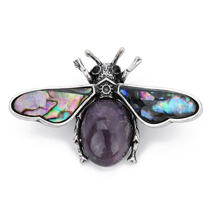 Fashion Bee Natural Stone Pearl Abalone Shell Pendant Dual Use Charm Pendant Jewelry Findings Making For Women Wholesale