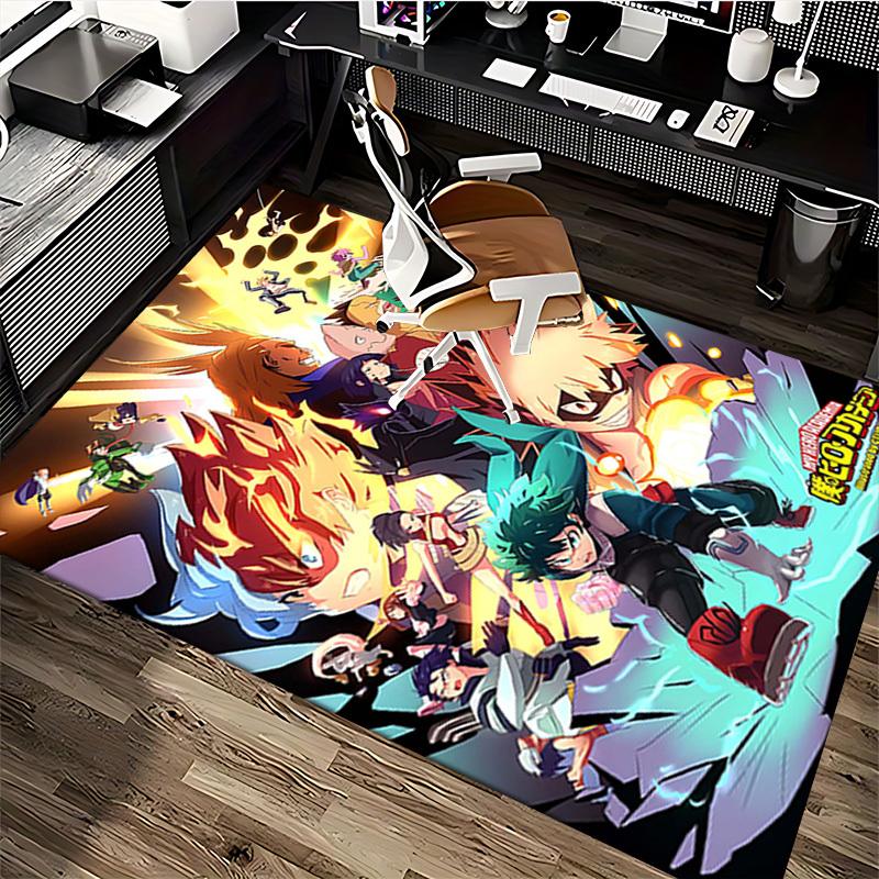 1pc My Hero Academia Chair Mat - Anime Cartoon Design Office Rug, Non-Slip Carpet for Desk, Seasonal Gift, Suitable for Home Decor, Living Room, Bedro