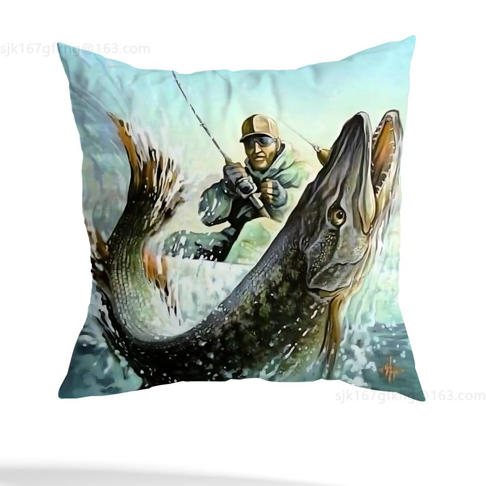 Fishing Master Pillow Case Anti-dustmite Pillowcase Invisible zipper silky short plush Sofa cushion cover
