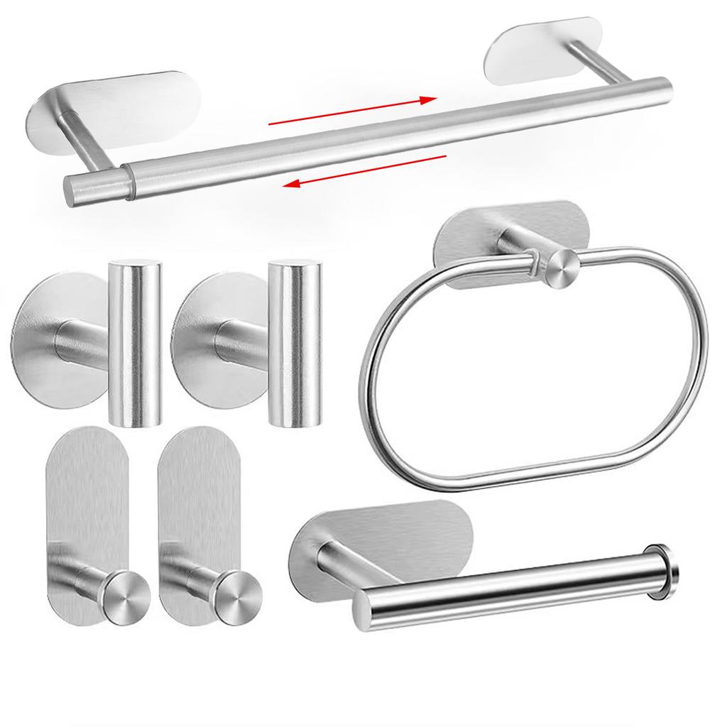 Комплект фурнитуры для ванной из нержавеющей стали, держатель для полотенец без сверления, самоклеящийся держатель для туалетной бумаги, крючок для халата, аксессуары для ванной комнаты