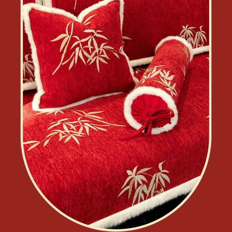 Новый китайский стиль бамбуковый плюшевый диван подушка украшение для дома гостиная нескользящее толстое полотенце для спинки мягкий удобный все включено диванный чехол