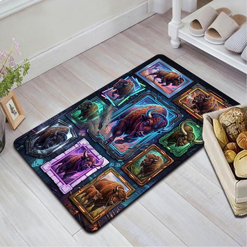 Cyber Buffalo Collection Pattern Rug Floor Mat for Living Room or Bedroom Soft and Comfortable Carpet a Gift for Birthday and Holiday.