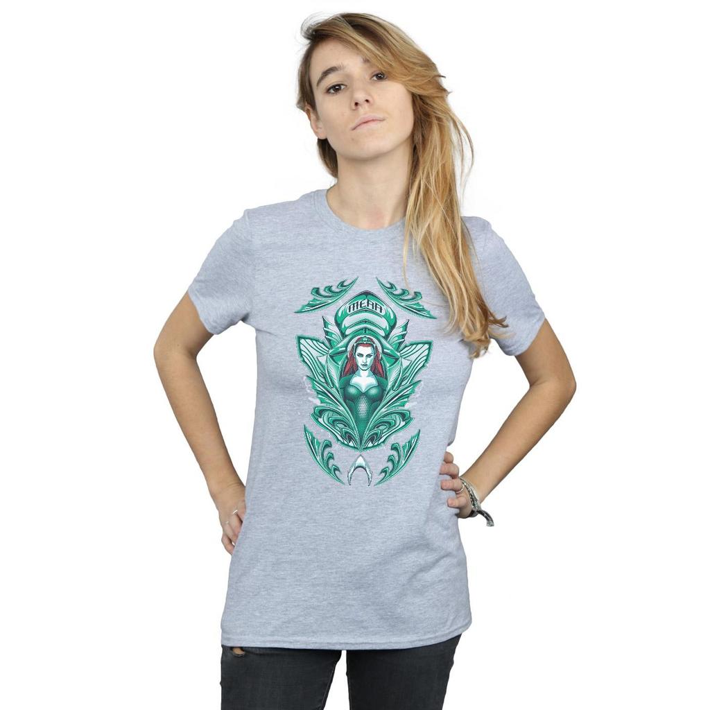 DC Comics Womens/Ladies Aquaman Mera Crest Cotton Boyfriend T-Shirt