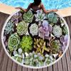 Суккулентное растение Круглое пляжное полотенце из микрофибры Быстросохнущее Песонепроницаемое полотенце для пикника, ванной, бассейна, серфинга, путешествий, отдыха на природе, медитации