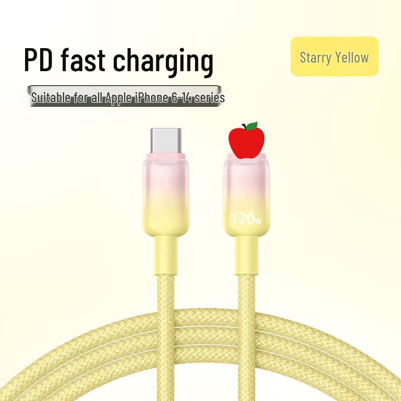 Плетеный кабель 6A 120W для быстрой зарядки и передачи данных для Apple iPhone 14/13/12/11/8s/6 PD Зарядка