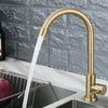 Brass Kitchen Faucet Antique Finish Single Handle High Quality Retro Only Cold Water Faucet 360 Swivel Basin Sink Tap Brush Gold