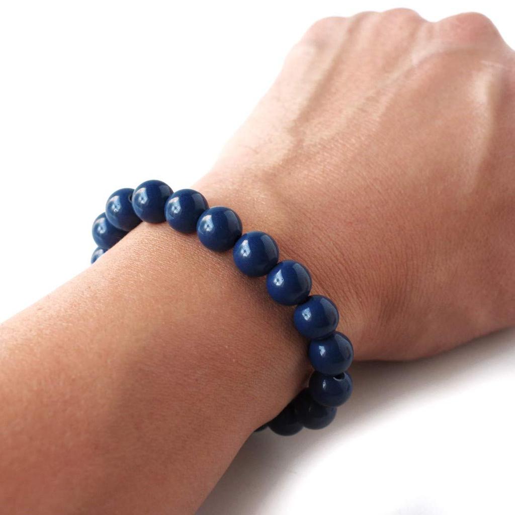 Браслет из синего хокутолита 10 мм, сделано в Тайване, внутренний диаметр синего хокутолита, измеренный с помощью радия и отрицательных ионов [ЗОЛОТОЙ КАМЕНЬ] приблизительно. 17.5cm