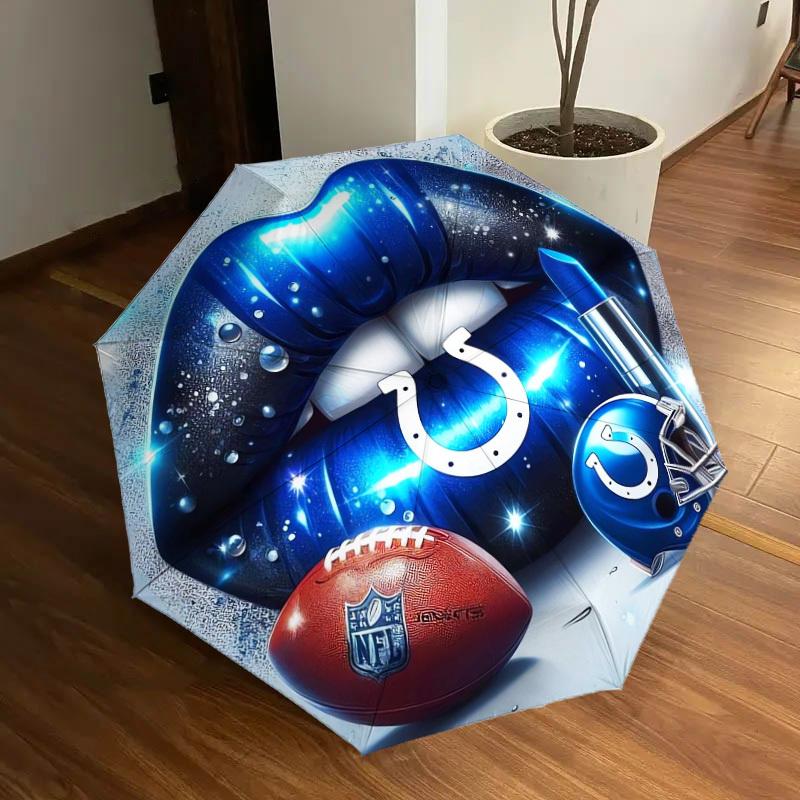 1pc Indianapolis Colts Lipstick Football Helmet Umbrella with Plastic Handle,Suitable for All Seasons Home Travel Outdoor UmbrellaDD453
