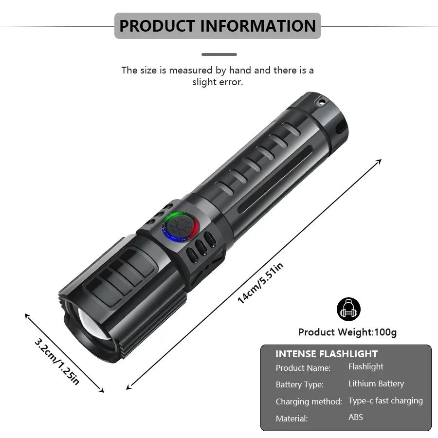 2000LM P50 Flashlight Super Bright USB Rechargeable Tactical Zoom Waterproof LED Torch Lamp Outdoor Camping Fishing Lantern