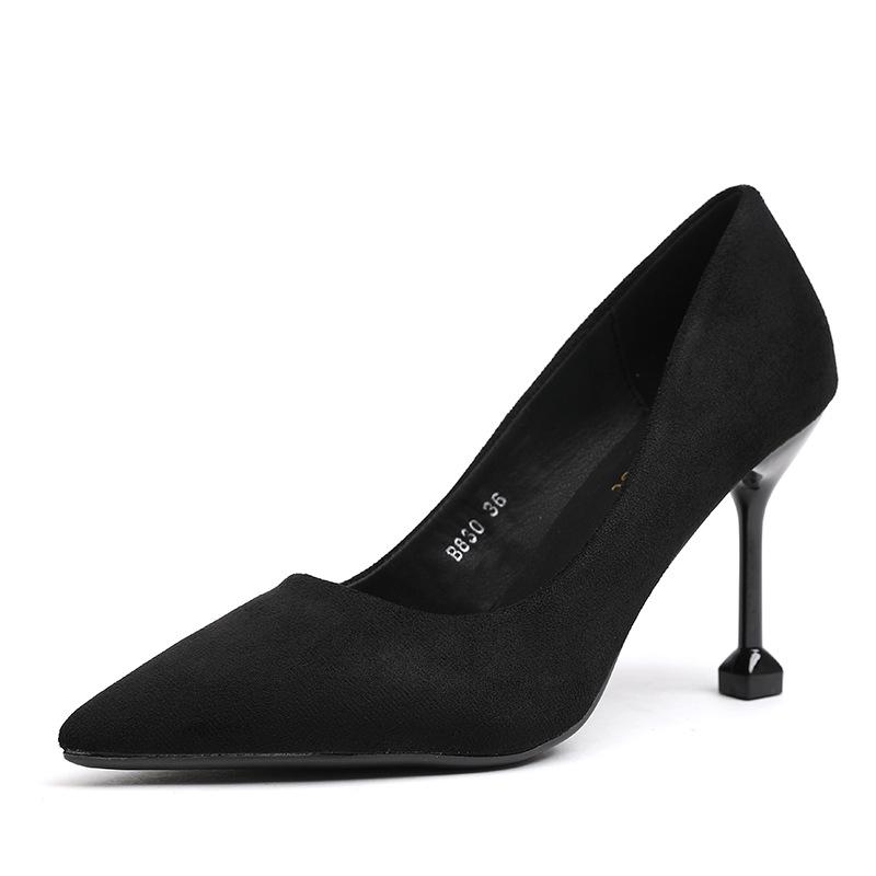 Туфли-лодочки женские туфли из флока с заостренным носком на высоком каблуке женские сексуальные туфли для вечеринки и свадьбы черные элегантные туфли для офиса