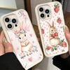 Чехол для телефона iPhone 17 Air 16E 15 16 Pro Max Милый Мультяшный Кролик Заяц Чехол 14 Plus 13 12 Mini Мягкий Силиконовый Fundas