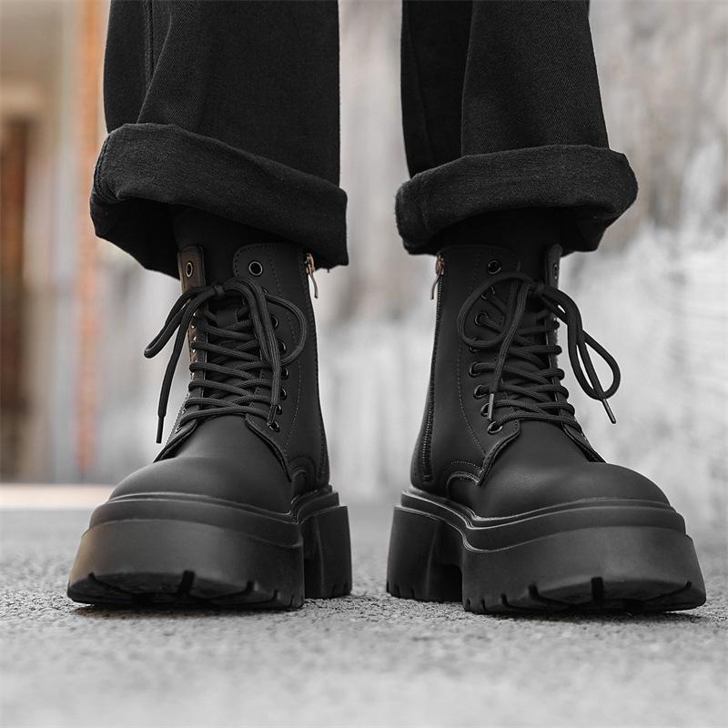 Ботинки мартин мужские простые и универсальные новые осенне-зимние бархатные на платформе мужские туфли черные рабочие ботинки 30366-J