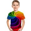 Мальчики 3D Цветные Блоки Радуга Оптическая Иллюзия Футболка с Коротким Рукавом Летняя Активный Спорт Уличная Одежда Дети Малыши 2-13 Лет Повседневная