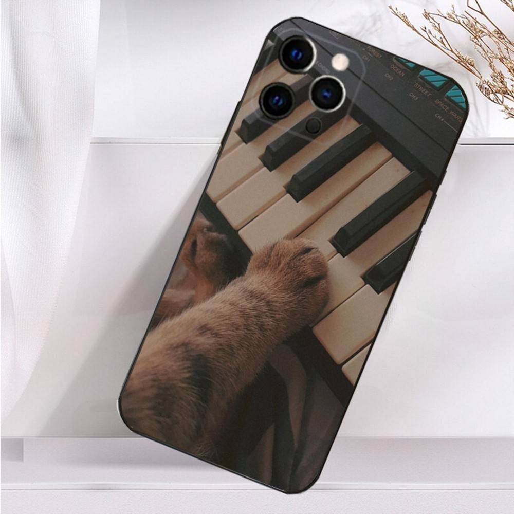 Чехол для телефона Keyboard Art Piano для iPhone 16,15,14,13,12,11 Plus,Pro Max,XS,X,XR,SE,Mini,8,7 Мягкий силиконовый черный чехол
