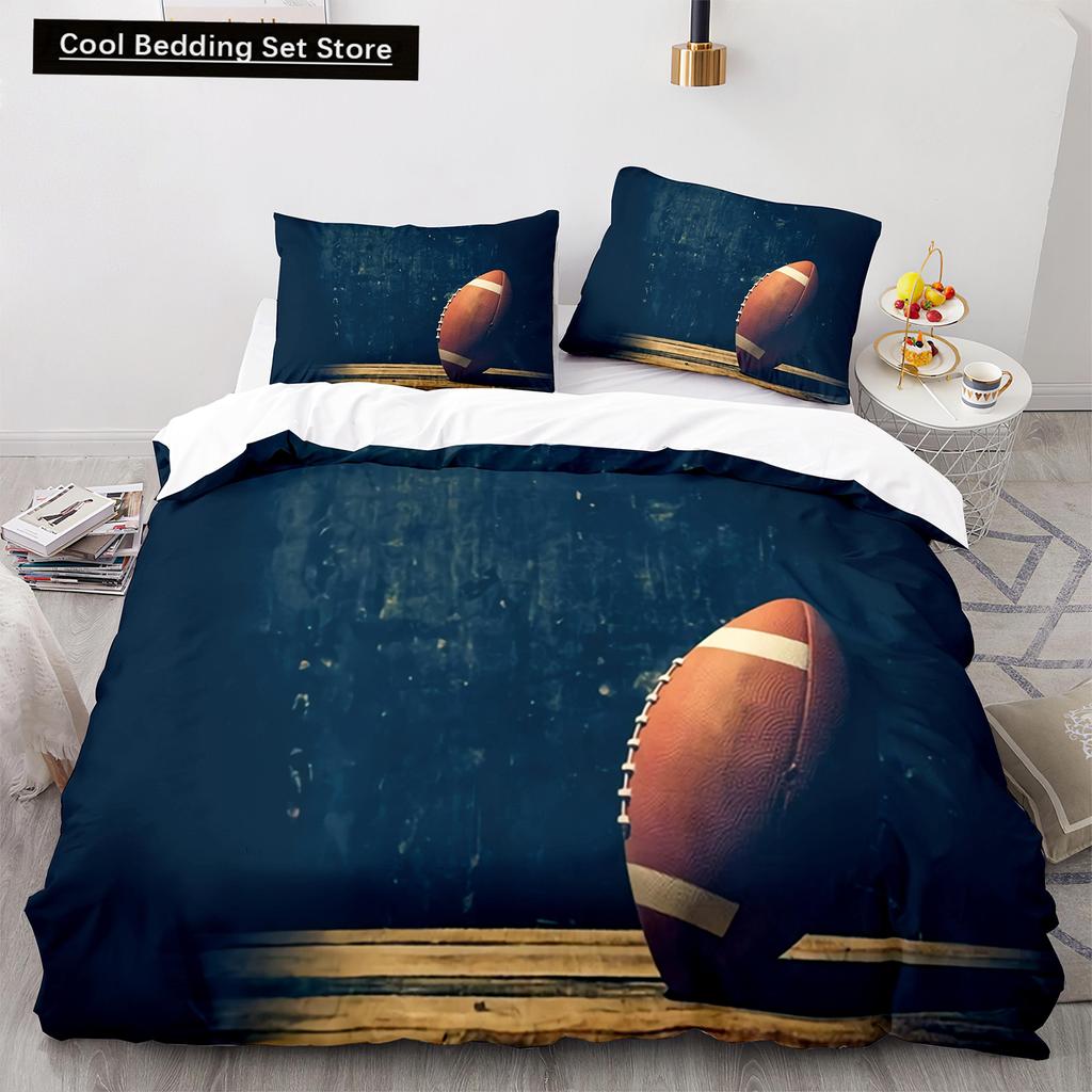 Американский футбол King Queen Пододеяльник с рисунком игрока в регби Комплект постельного белья для детей, подростков, взрослых, мяч, спорт, полиэстеровый пододеяльник