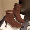 Women High Heels Ankle Boots Sexy Pointed Toe Suede Elegant Shoes Woman 2024 Trend Fashion Chelsea Pumps Winter Botas De Mujer