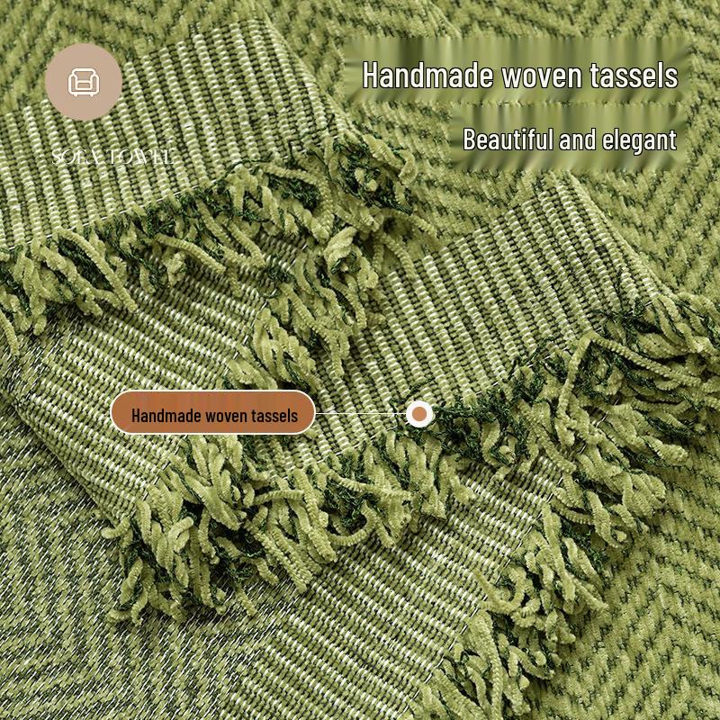 Современный минималистичный чехол на диван из шенилла в елочку, всесезонное нескользящее одеяло