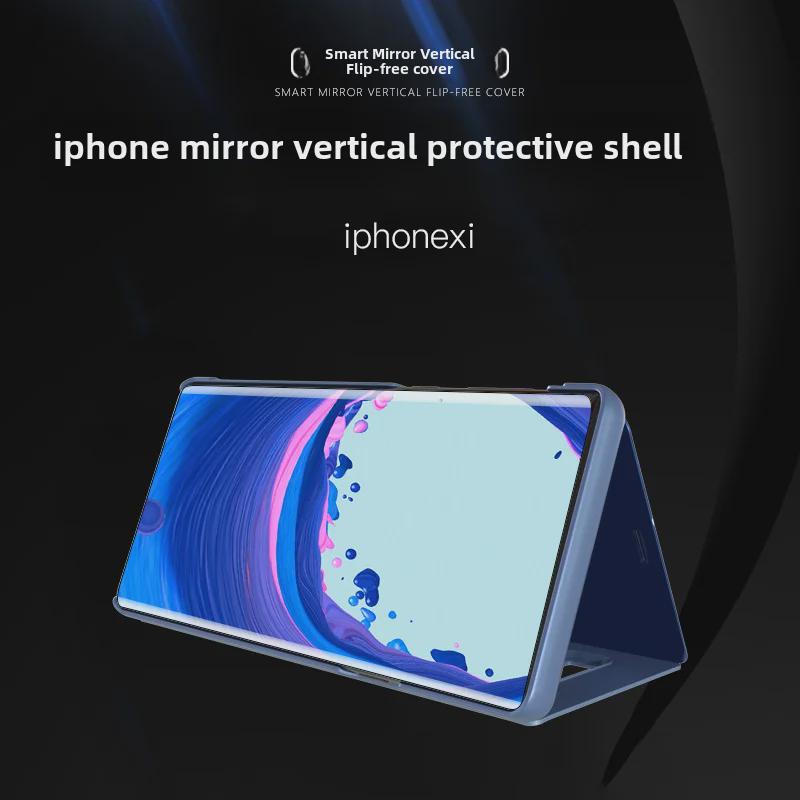 Чехол-книжка из кожи для iPhone 14/13/XS с гальваническим зеркалом и подставкой, совместим с моделью 78P