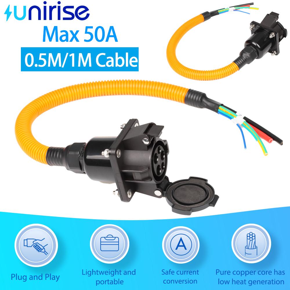 Type1 SAE J1772 Electric Vehicle Charging Socket 16A 32A 50A EV Connector 0.5M 1M Cable USA Car Charging Socket
