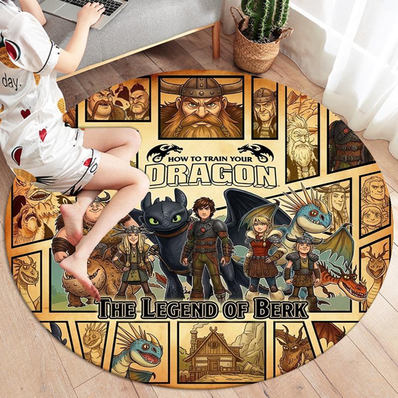 How Train Dragon Round Area Rug Carpet Rug For Living Room Bedroom Sofa Playroom Decor Nonslip Floor Mat
