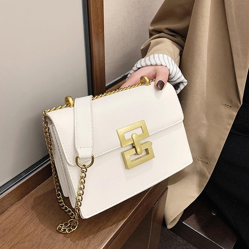 IELGY Women's Retro Fashion Chain Small Square Bag, Creative Lock Messenger Bag