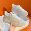 White Shoes Women's Spring Summer Rhinestone Flatform Single Shoes Platform Sole Student Athleisure Sneakers