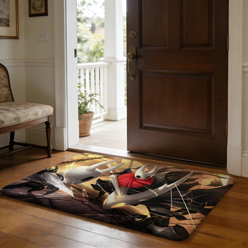Floor Mat Soft Flannel Rug Non Slip Absorbent Mat for Bathroom Bedroom Home Decor H Hollow K Knight