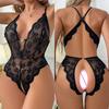 Super  Crotchless Lingerie Women Lace Erotic Bodysuit Sexy Outfit See Through Babydoll Dress Deep V Open Bra Porn Underwear