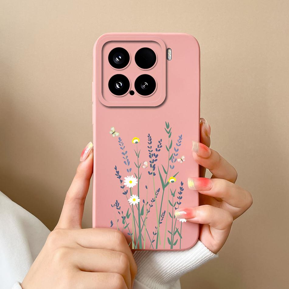 Чехол-конфетница для телефона Xiaomi 15 Pro, корпус, мягкий жидкий силикон, улучшенная полная защита, задняя крышка с цветами для Xiaomi15 Pro, Чехол